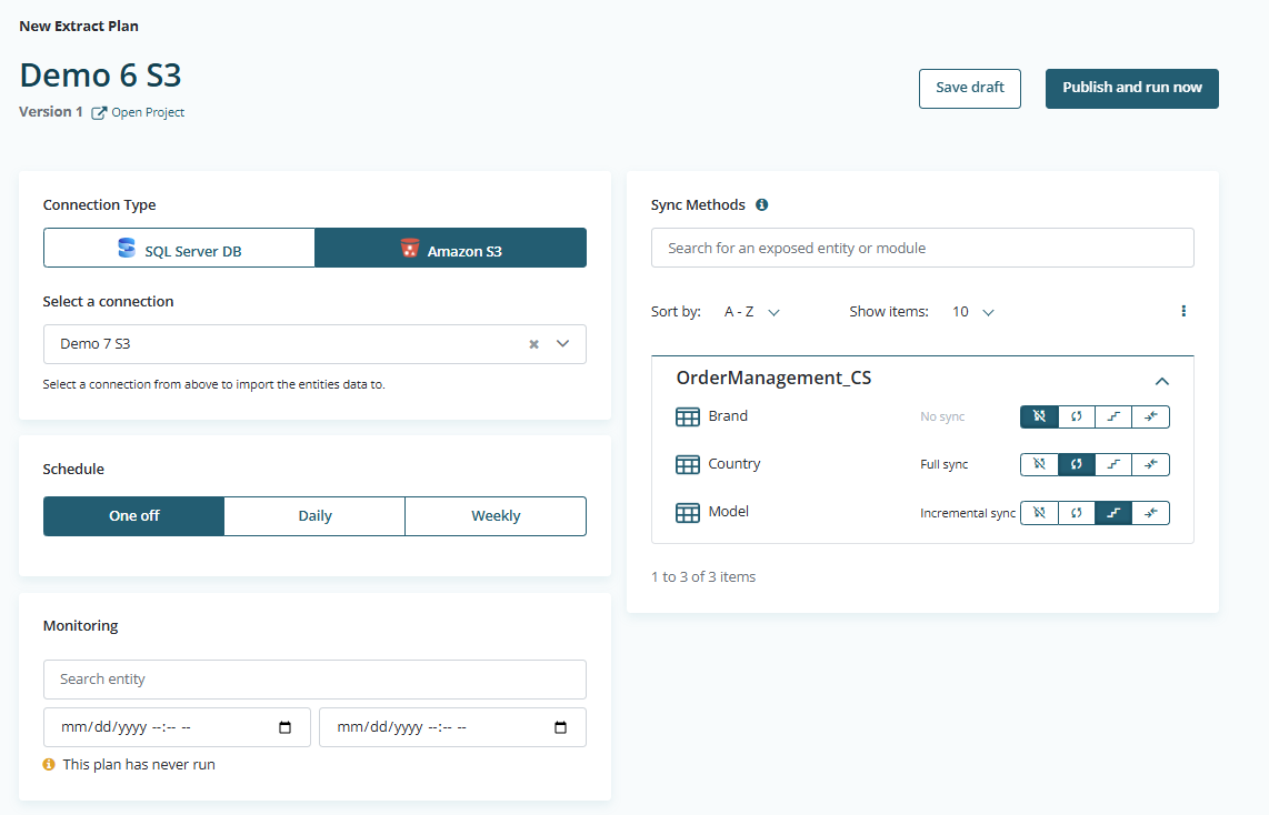 Create customisable Extract Plans automating data transfer to external databases